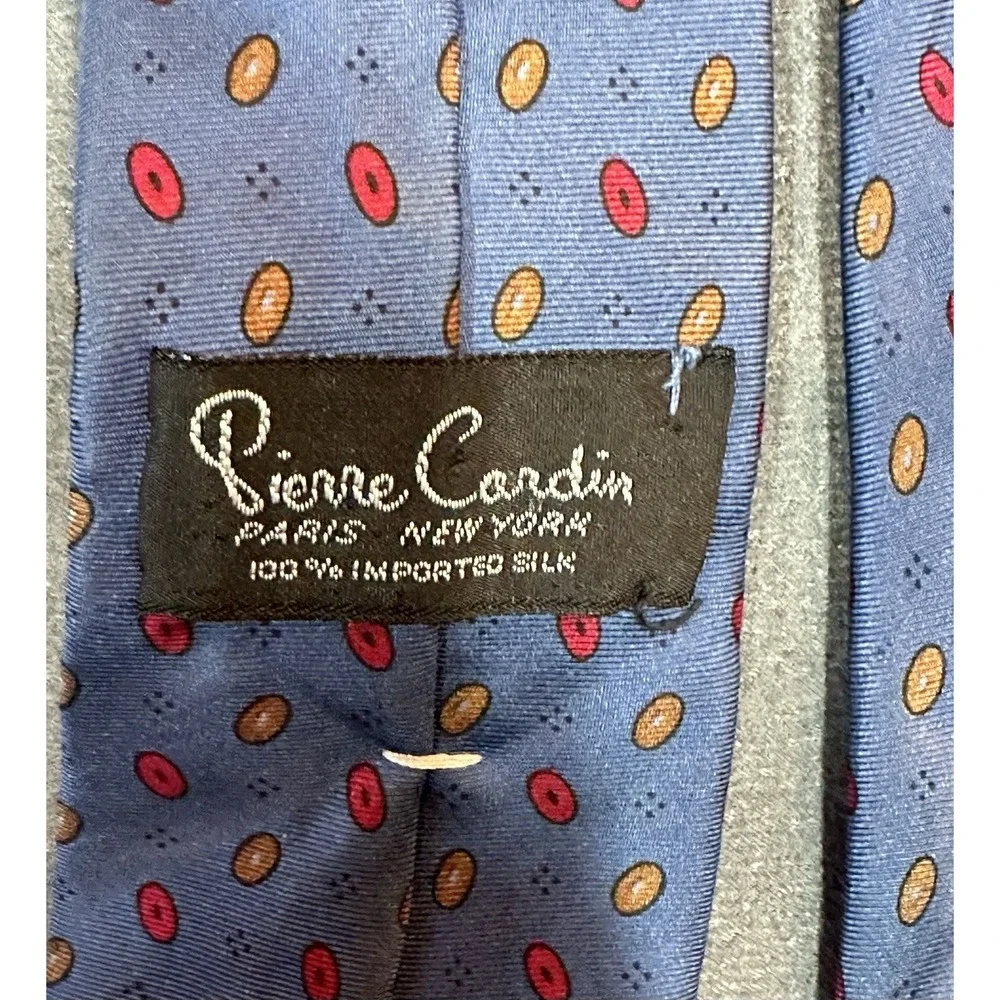 Vintage Pierre Cardin Tie Mens Blue 100% Silk Necktie 57